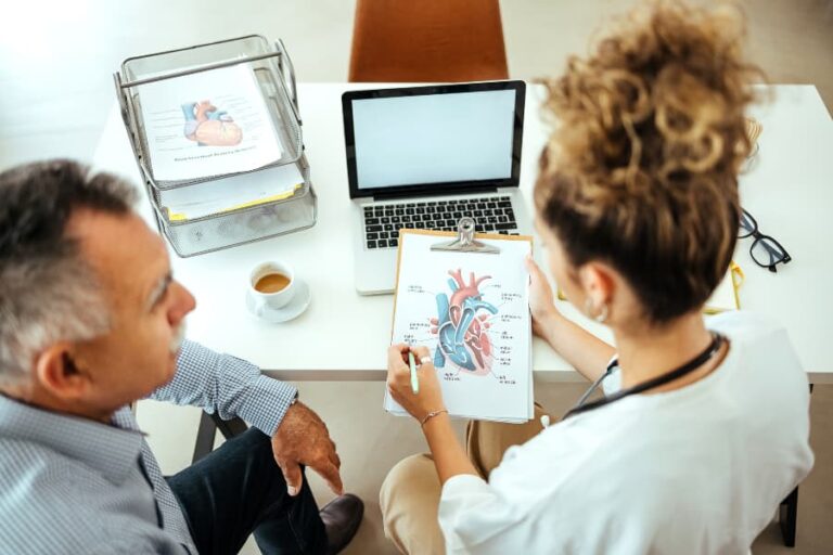 Patient and doctor going over results of the heart