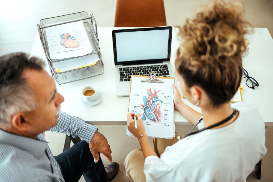 Patient and doctor going over results of the heart