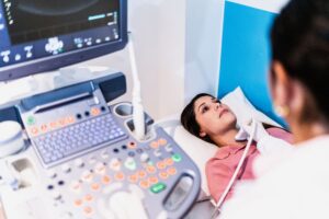 Ultrasound exam at hospital performed by professional