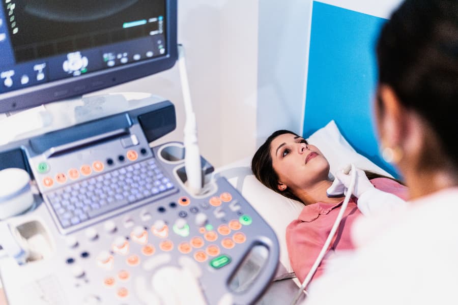 Ultrasound exam at hospital performed by professional